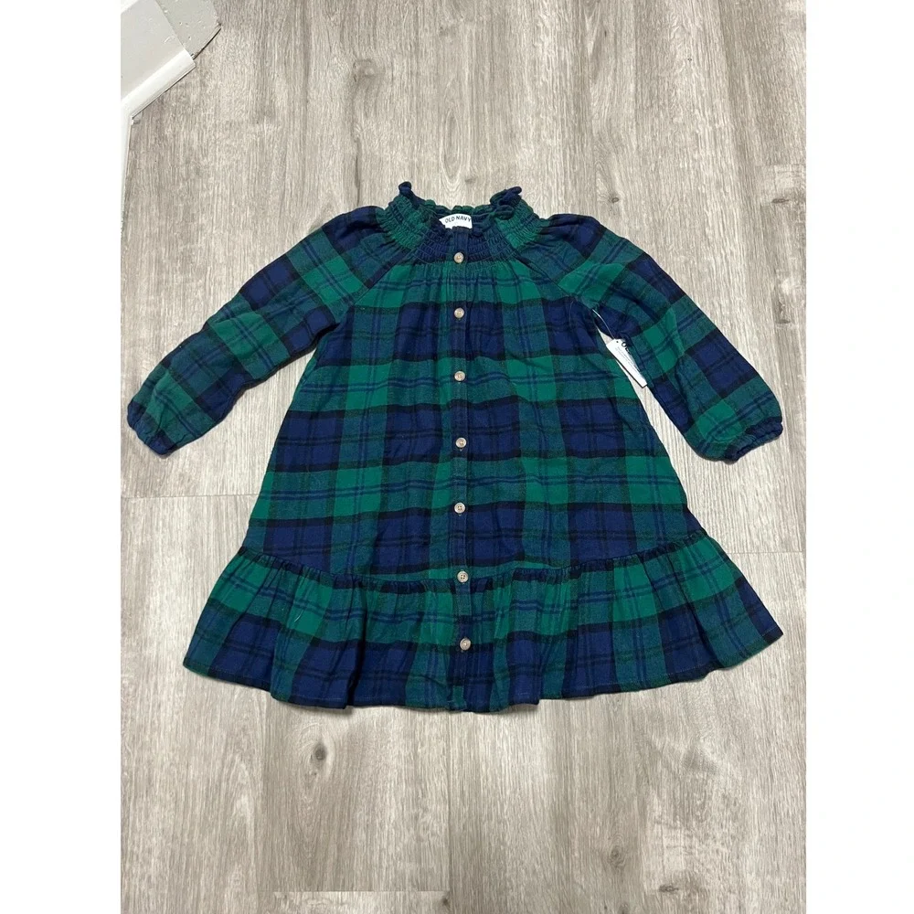 New - Old‎ Navy girls holiday green & navy plaid dress, size 5T
